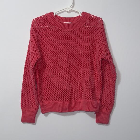Cat & Jack Girls Pink Open Knit Pullover Sweater | Size S (6/7) - Picture 1 of 5